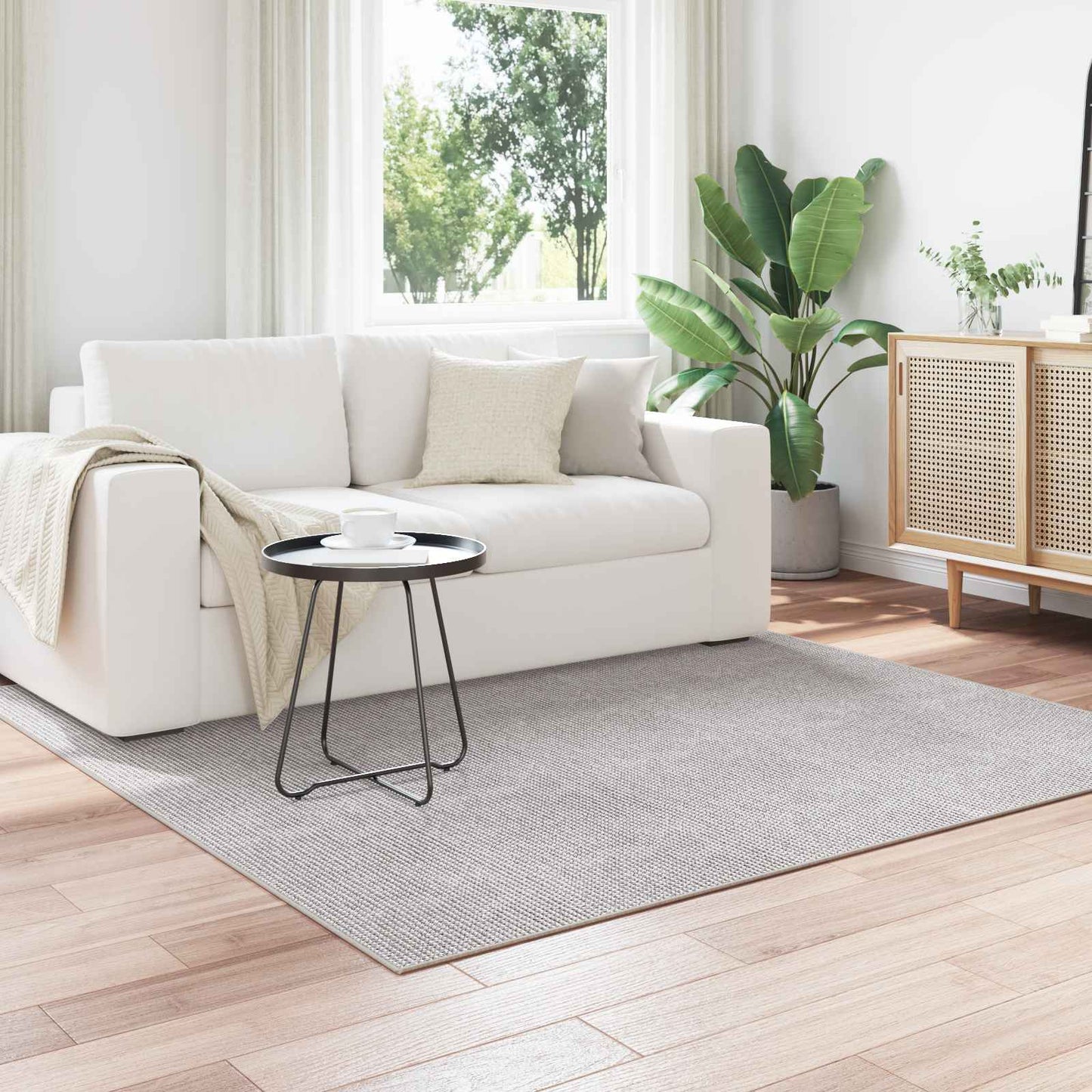 Tappeti per area LUGO Crema e Grigio 120 x 120 cm Poliestere