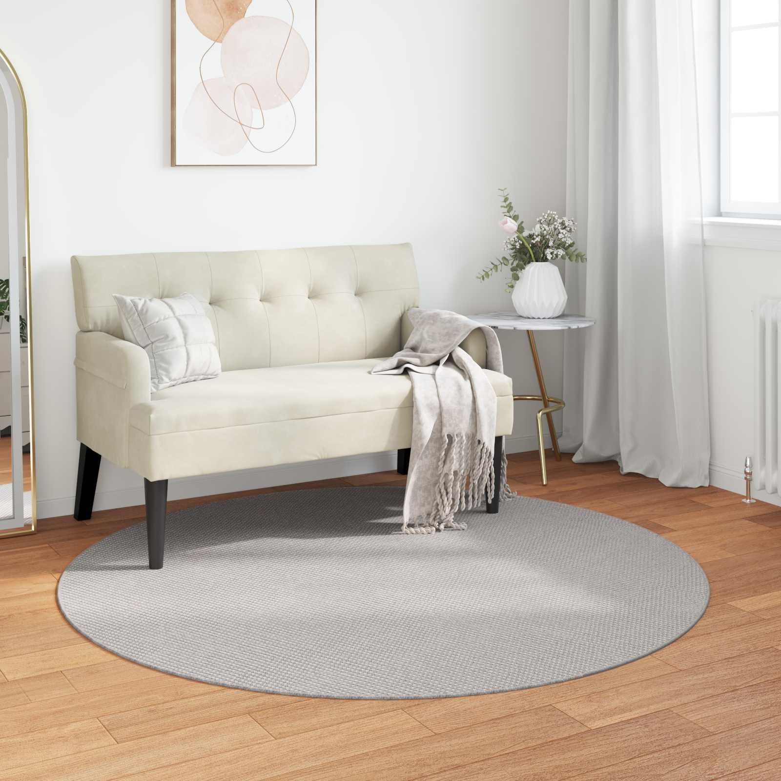 Tappeti per area Rotondo LUGO Crema e Grigio Ø 200 CM | homemem39