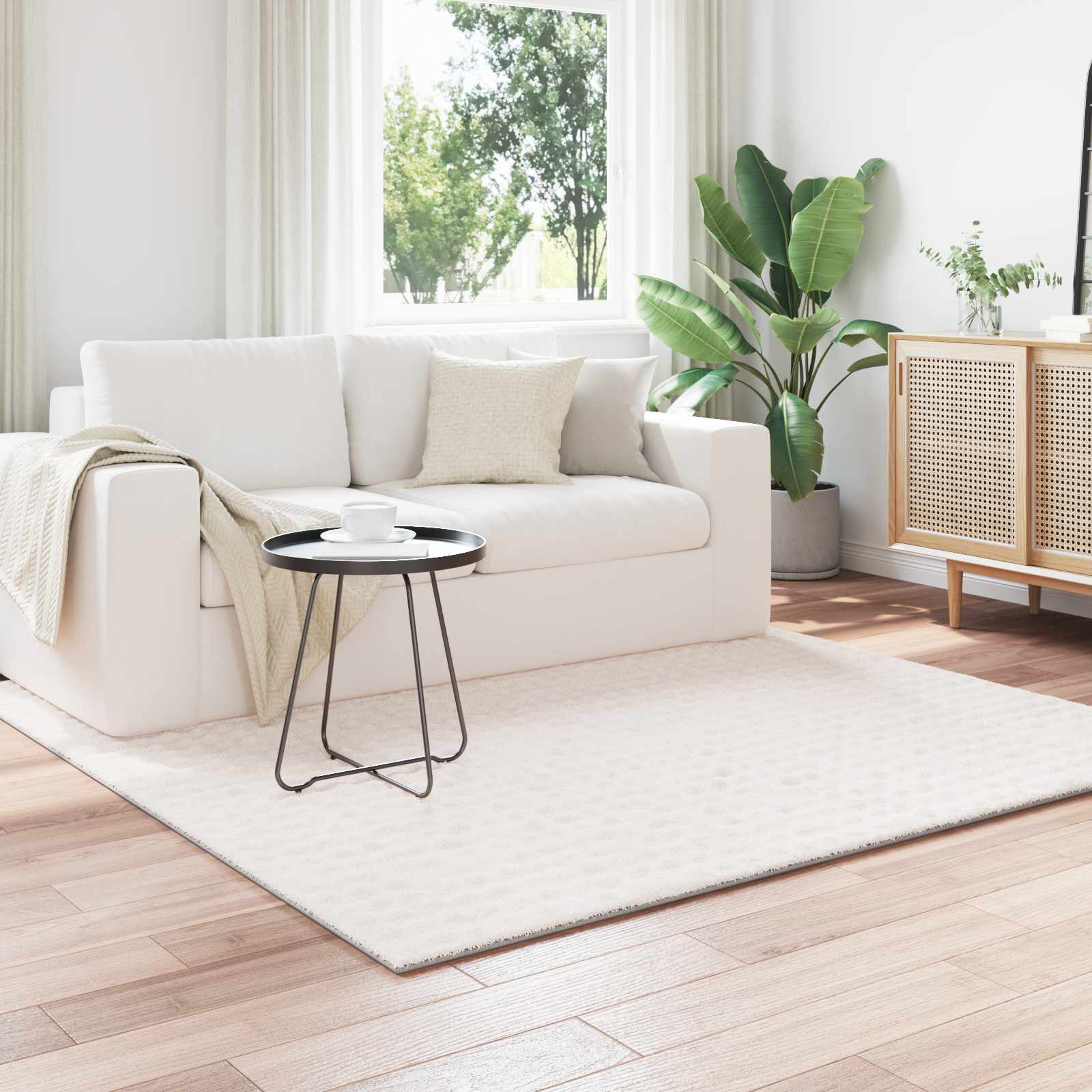 Tappeti per area Quadrato SIROLO Crema 120 x 120 cm Poliestere | homemem39