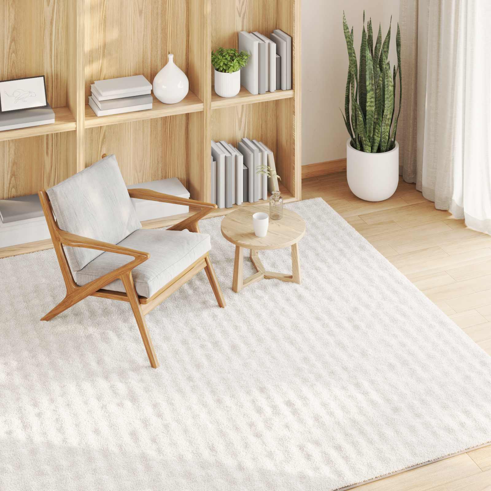 Tappeti per area Quadrato SIROLO Crema 200 x 200 cm Poliestere | homemem39