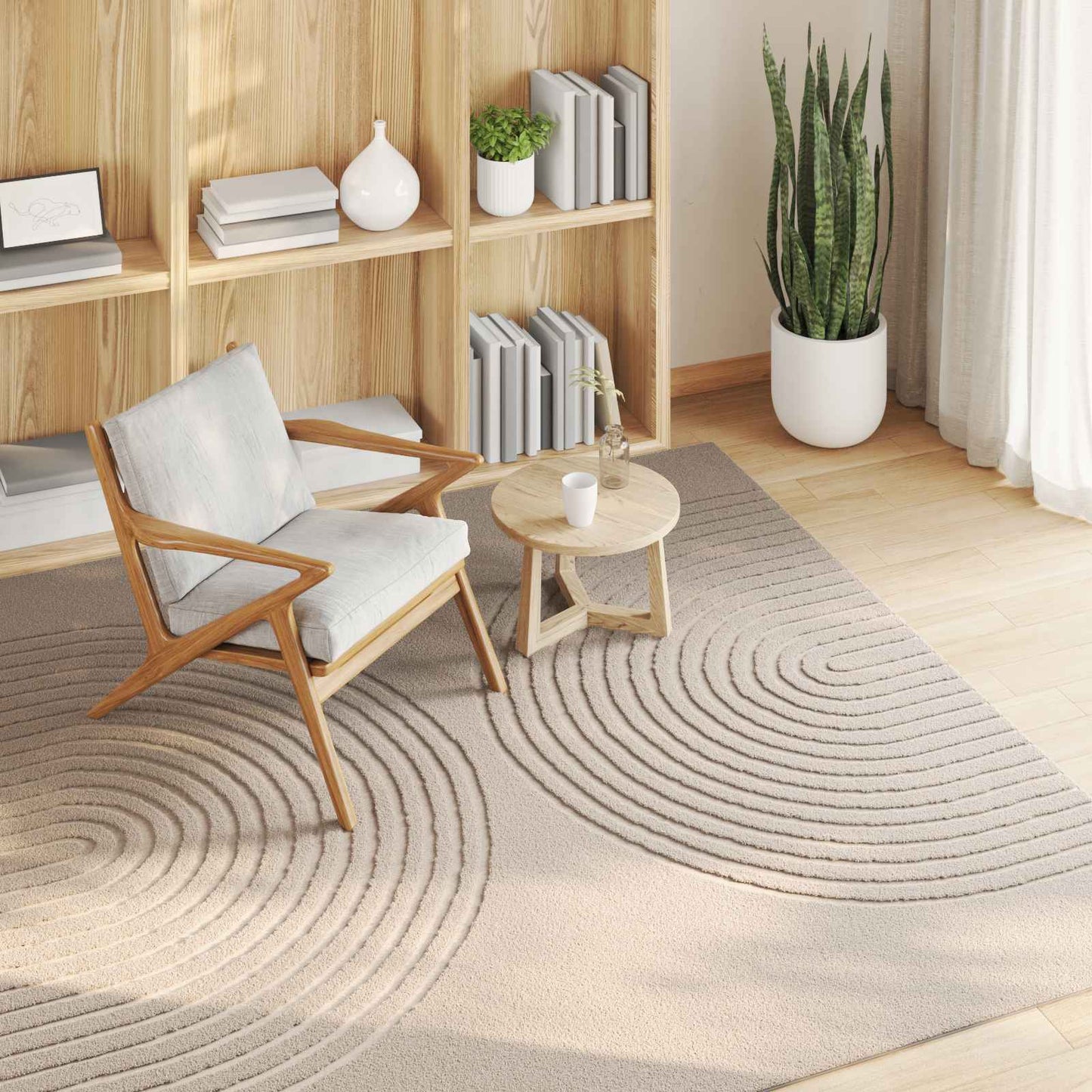 Tappeti per area Quadrato GALATI Beige 200 x 200 cm Poliestere