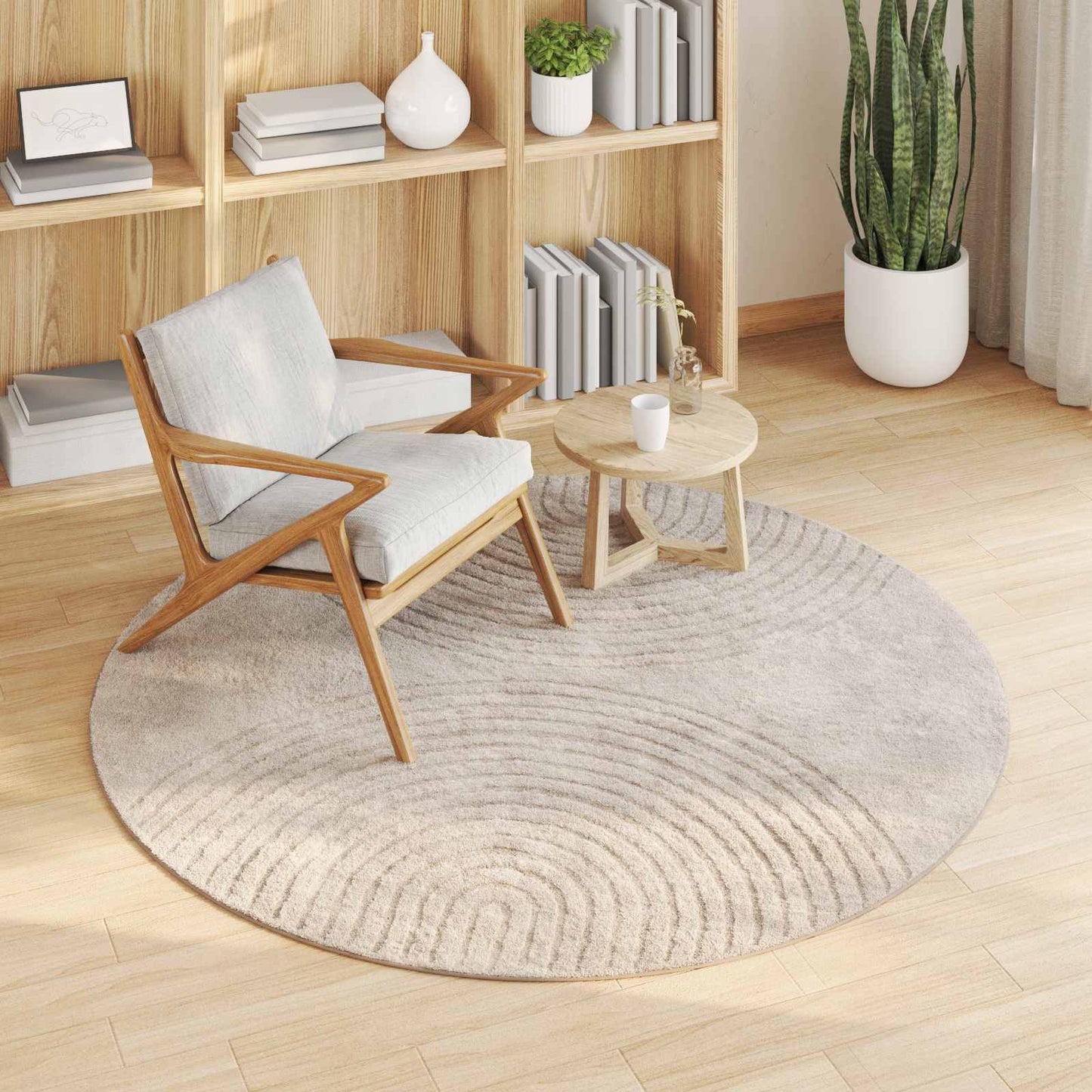 Tappeti per area Rotondo GALATI Beige Ø 120 CM Poliestere