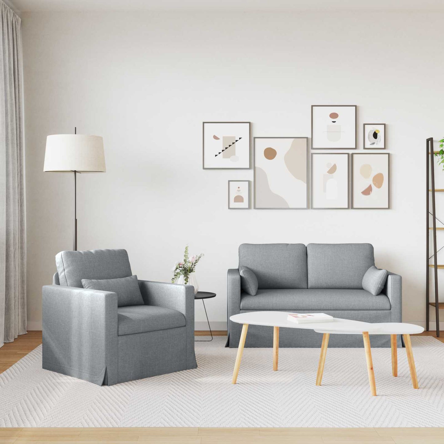 Set di divani 2 pcs Grigio chiaro 139 x 78 x 80 cm Tessuto | homemem39