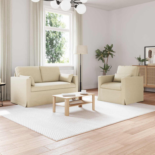 Set di divani 2 pcs Crema 139 x 78 x 80 cm Tessuto | homemem39