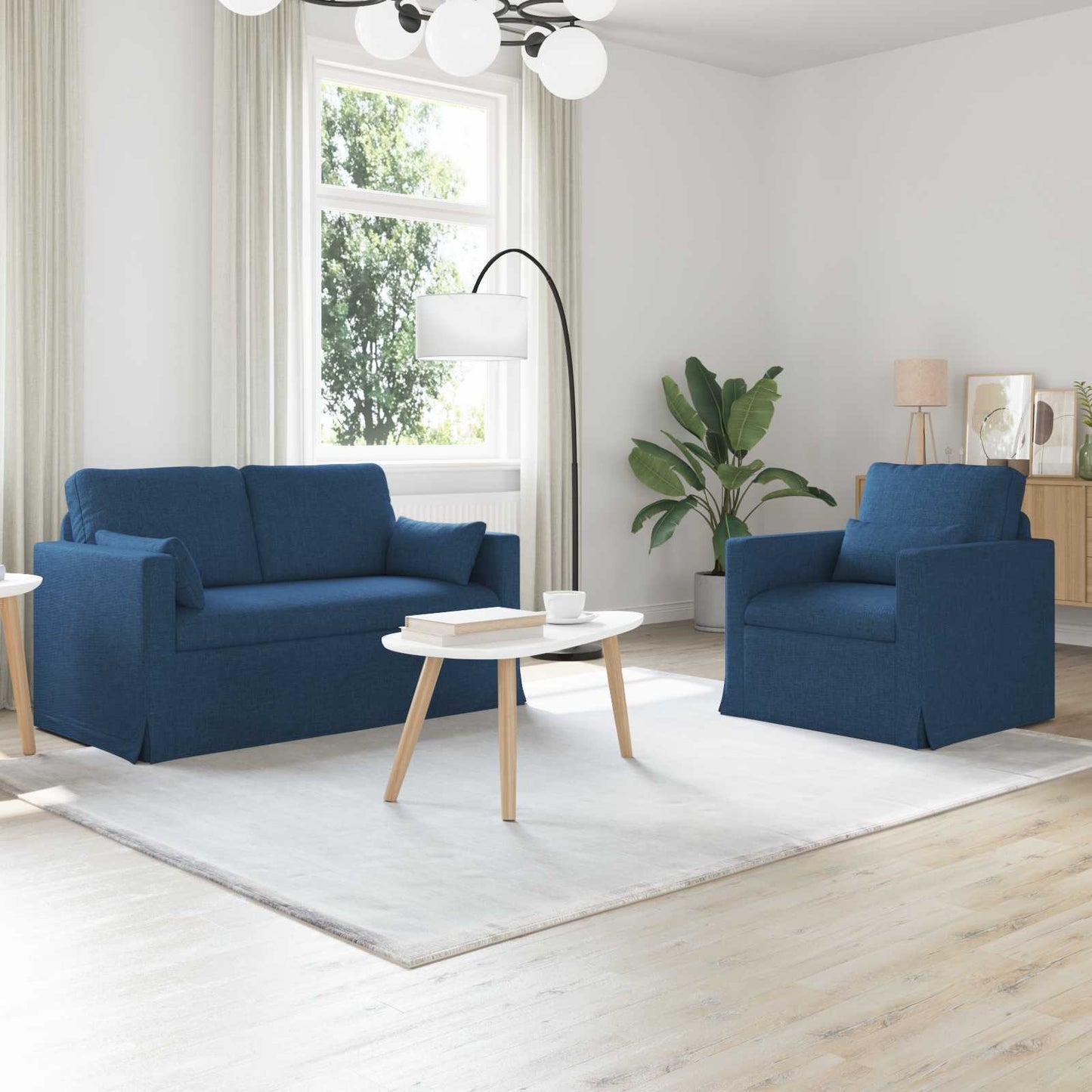 Set di divani 2 pcs Blu 139 x 78 x 80 cm Tessuto | homemem39