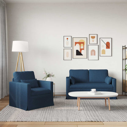 Set di divani 2 pcs Blu 139 x 78 x 80 cm Tessuto | homemem39