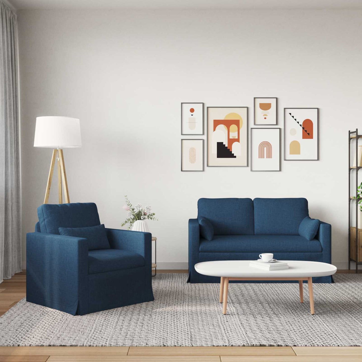 Set di divani 2 pcs Blu 139 x 78 x 80 cm Tessuto