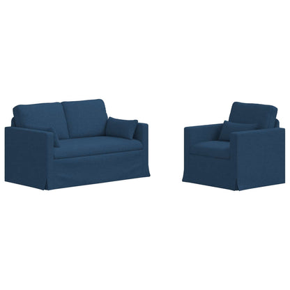 Set di divani 2 pcs Blu 139 x 78 x 80 cm Tessuto | homemem39