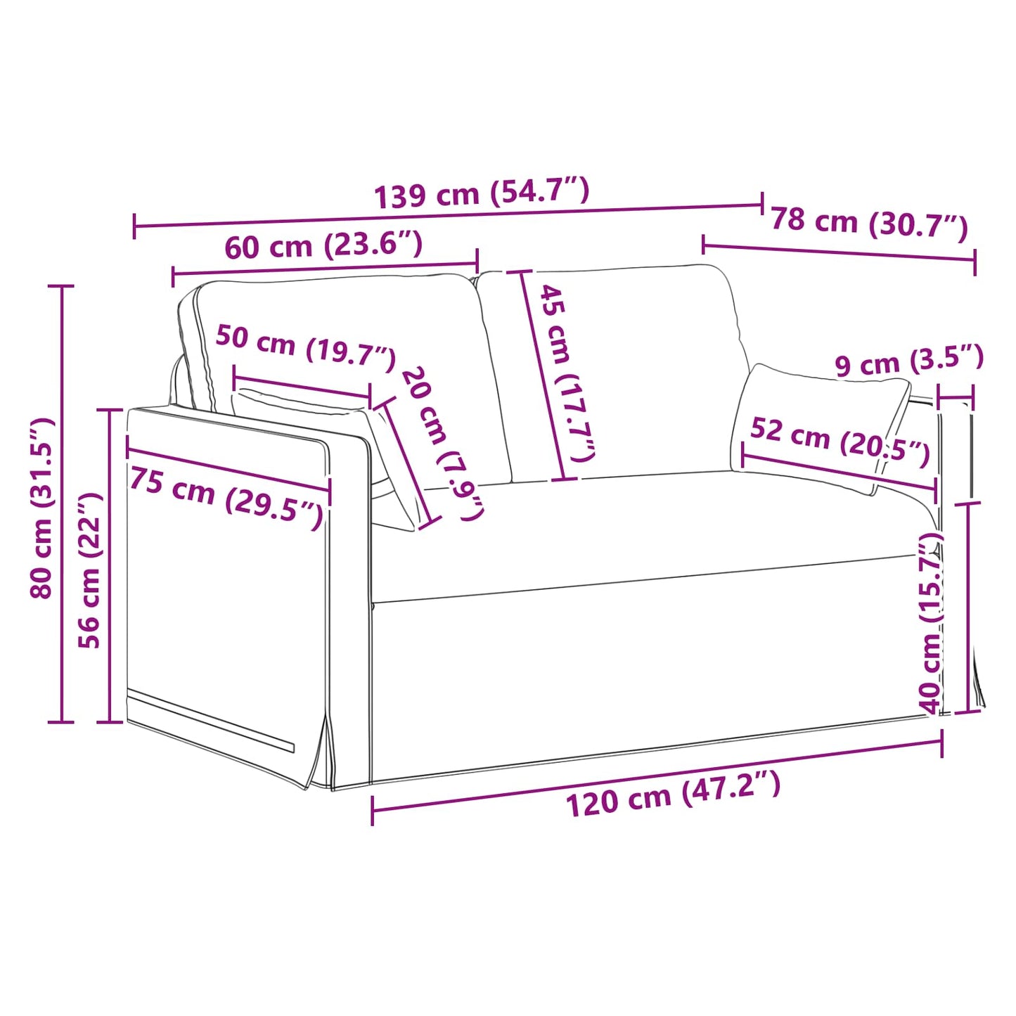 Set di divani 2 pcs Blu 139 x 78 x 80 cm Tessuto | homemem39