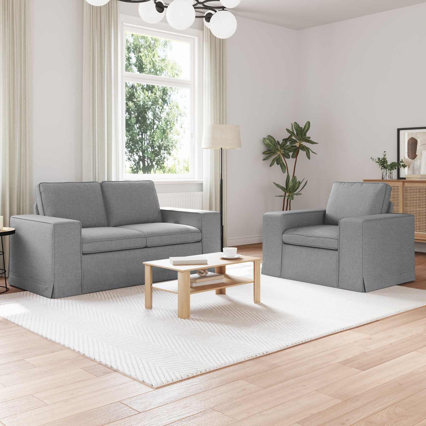 Set di divani 2 pcs Grigio chiaro 162 x 80 x 82 cm Tessuto | homemem39