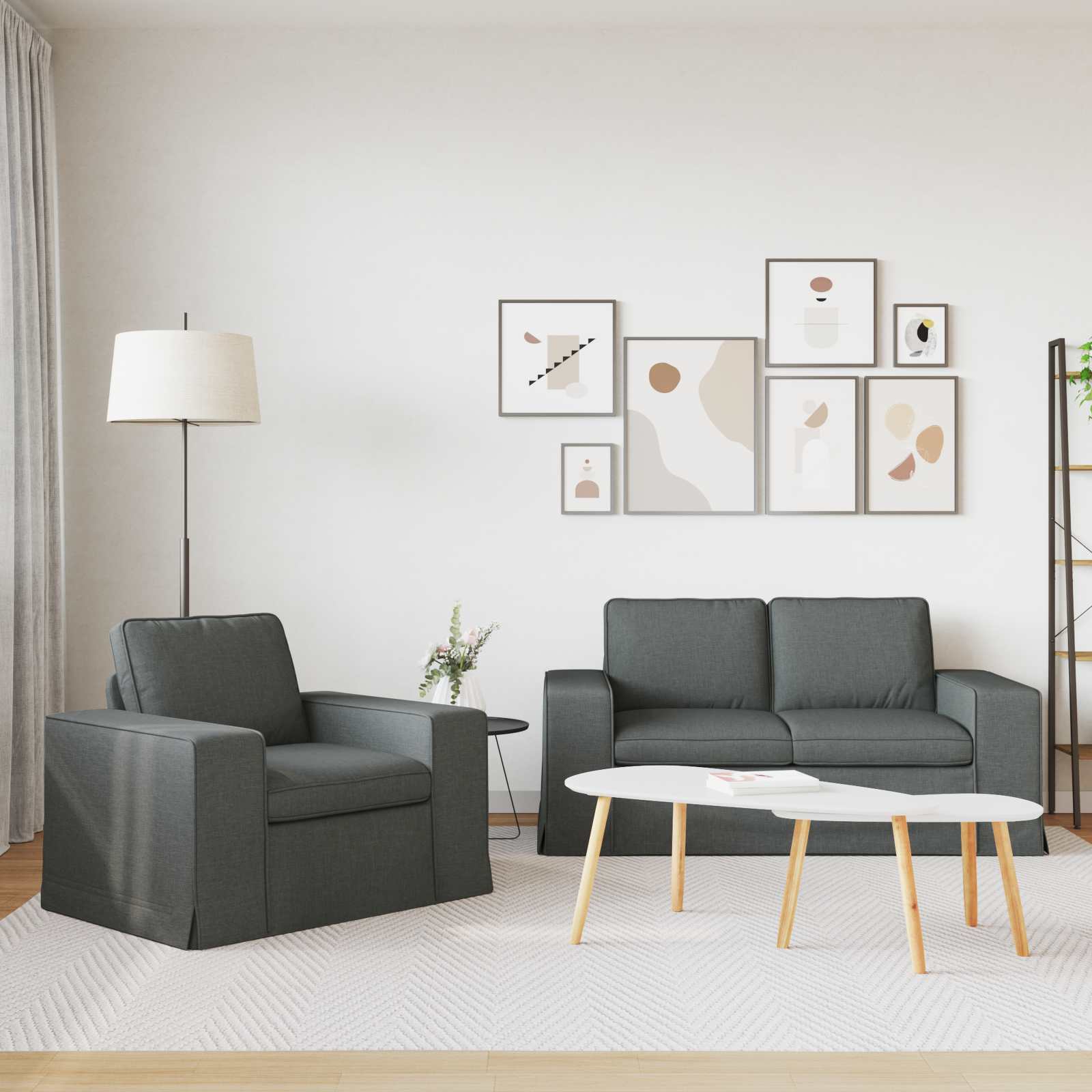 Set di divani 2 pcs Grigio scuro 162 x 80 x 82 cm Tessuto | homemem39
