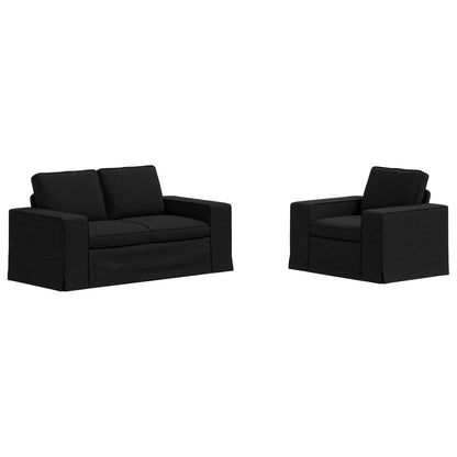 Set di divani 2 pcs Nero 162 x 80 x 82 cm Tessuto | homemem39
