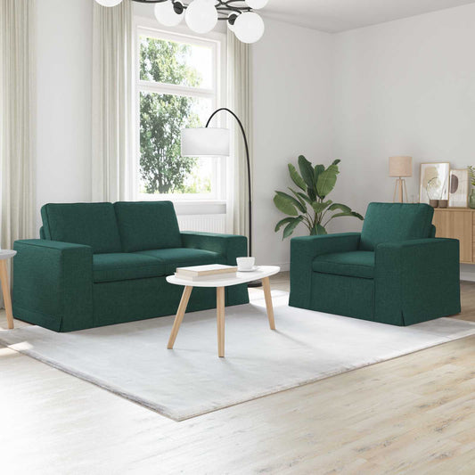 Set di divani 2 pcs Verde Scuro 162 x 80 x 82 cm Tessuto | homemem39