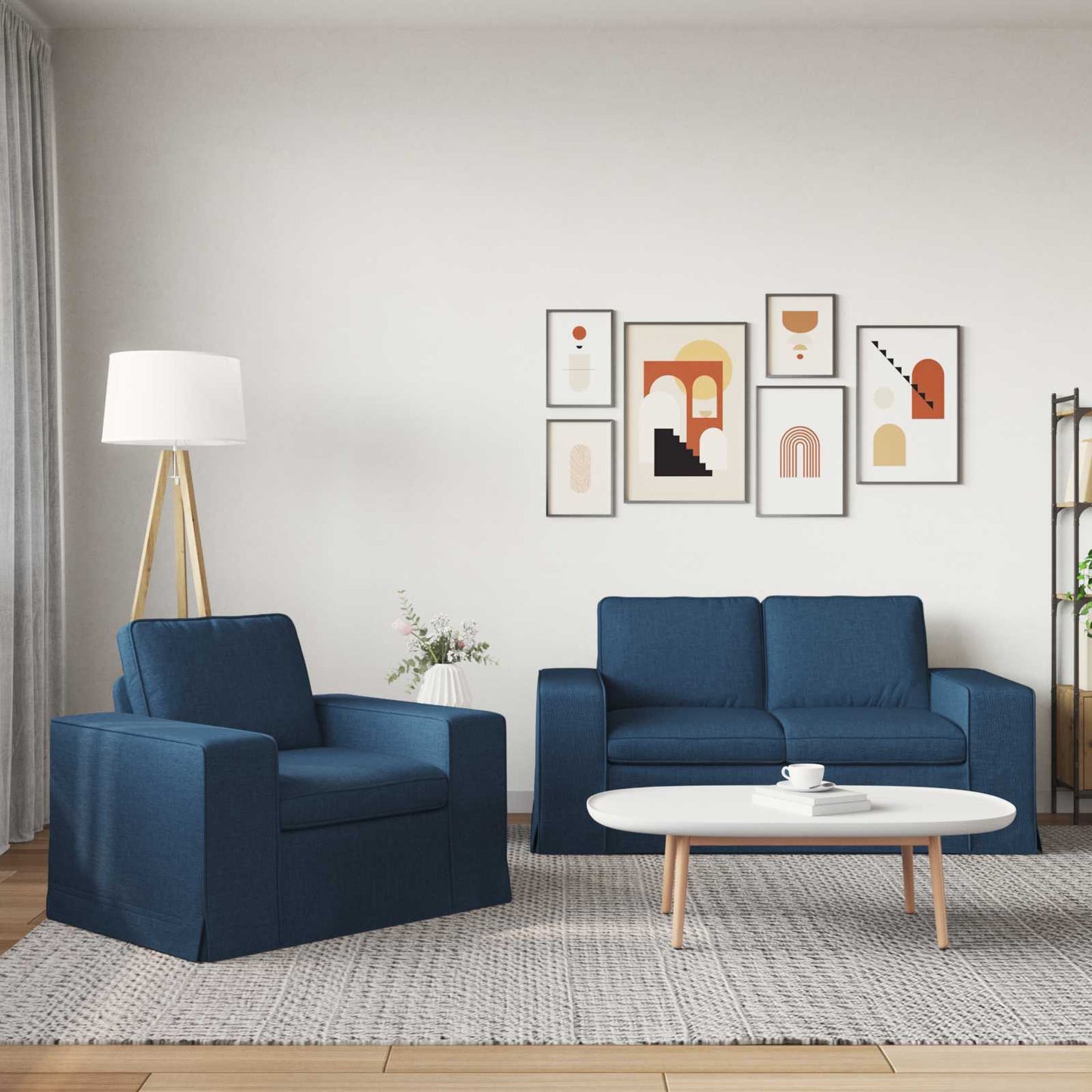 Set di divani 2 pcs Blu 162 x 80 x 82 cm Tessuto | homemem39