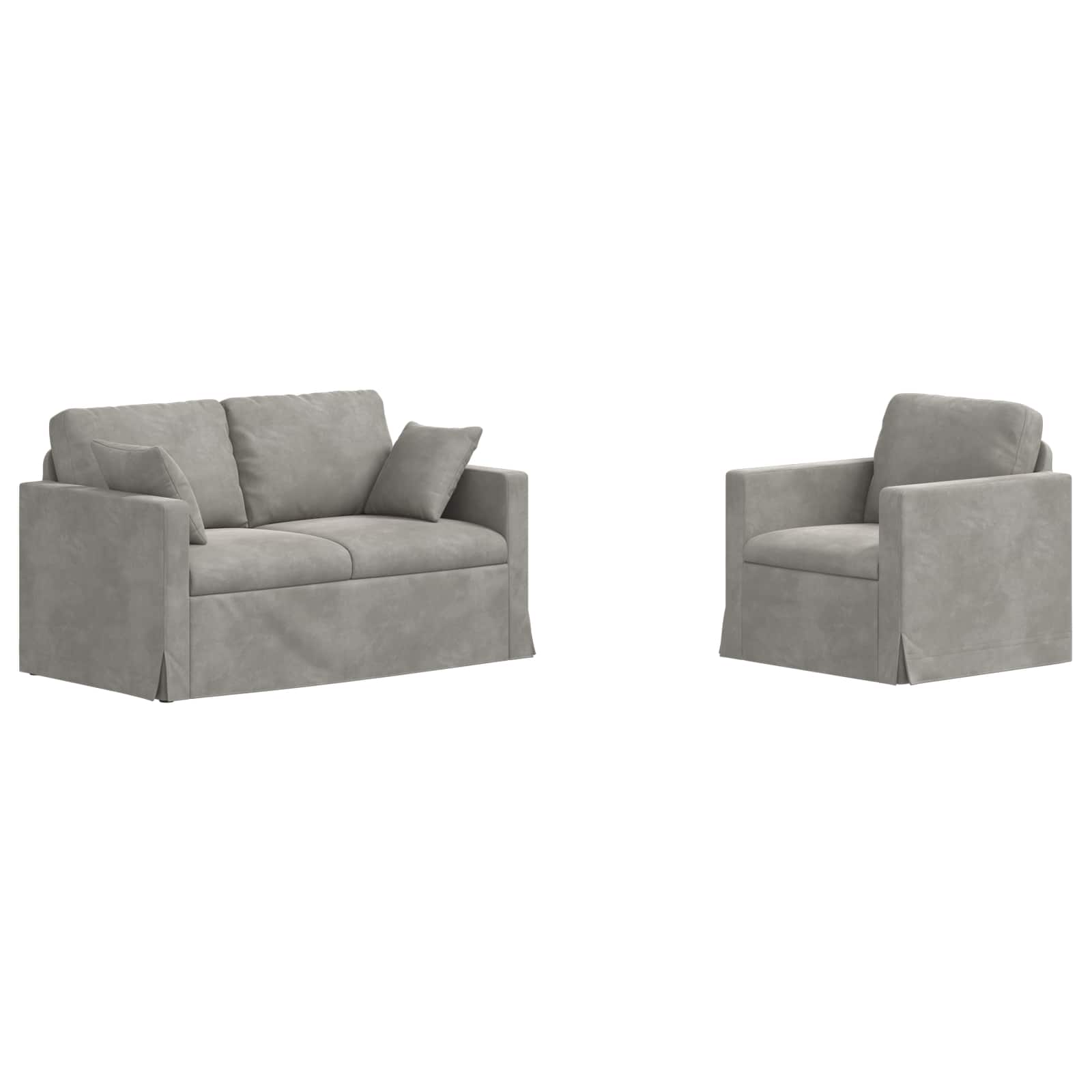 Set di divani 2 pcs Grigio chiaro 138 x 78 x 80 cm Velluto | homemem39