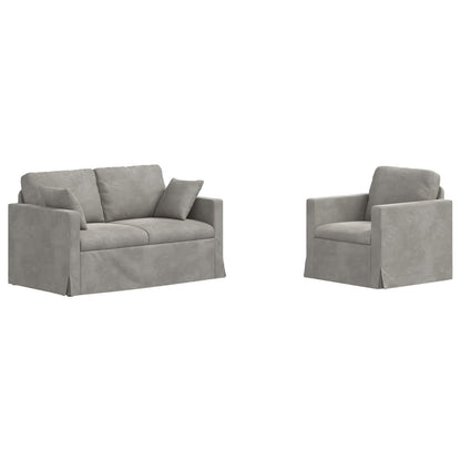 Set di divani 2 pcs Grigio chiaro 138 x 78 x 80 cm Velluto | homemem39