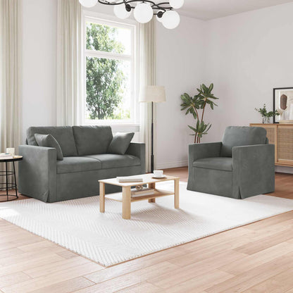 Set di divani 2 pcs Grigio scuro 138 x 78 x 80 cm Velluto