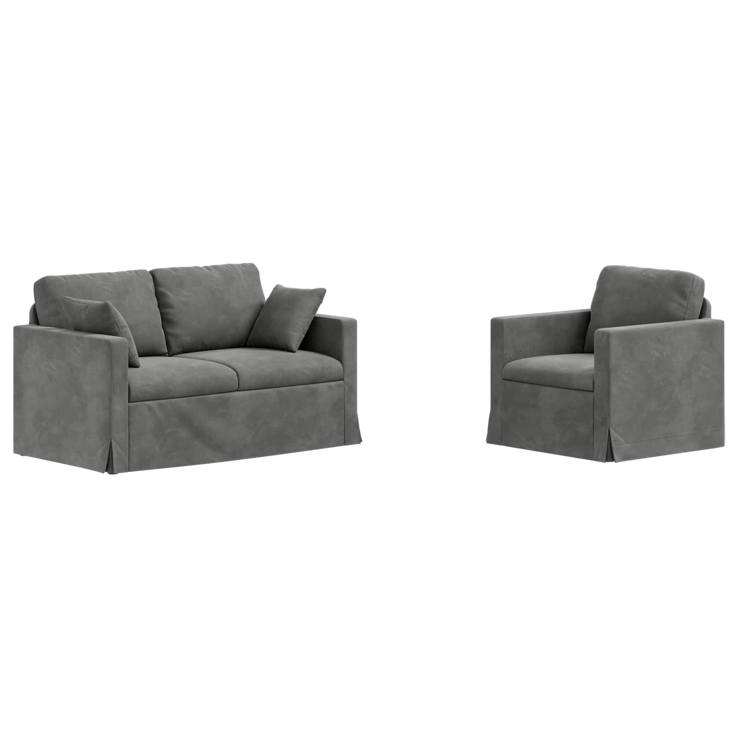 Set di divani 2 pcs Grigio scuro 138 x 78 x 80 cm Velluto | homemem39