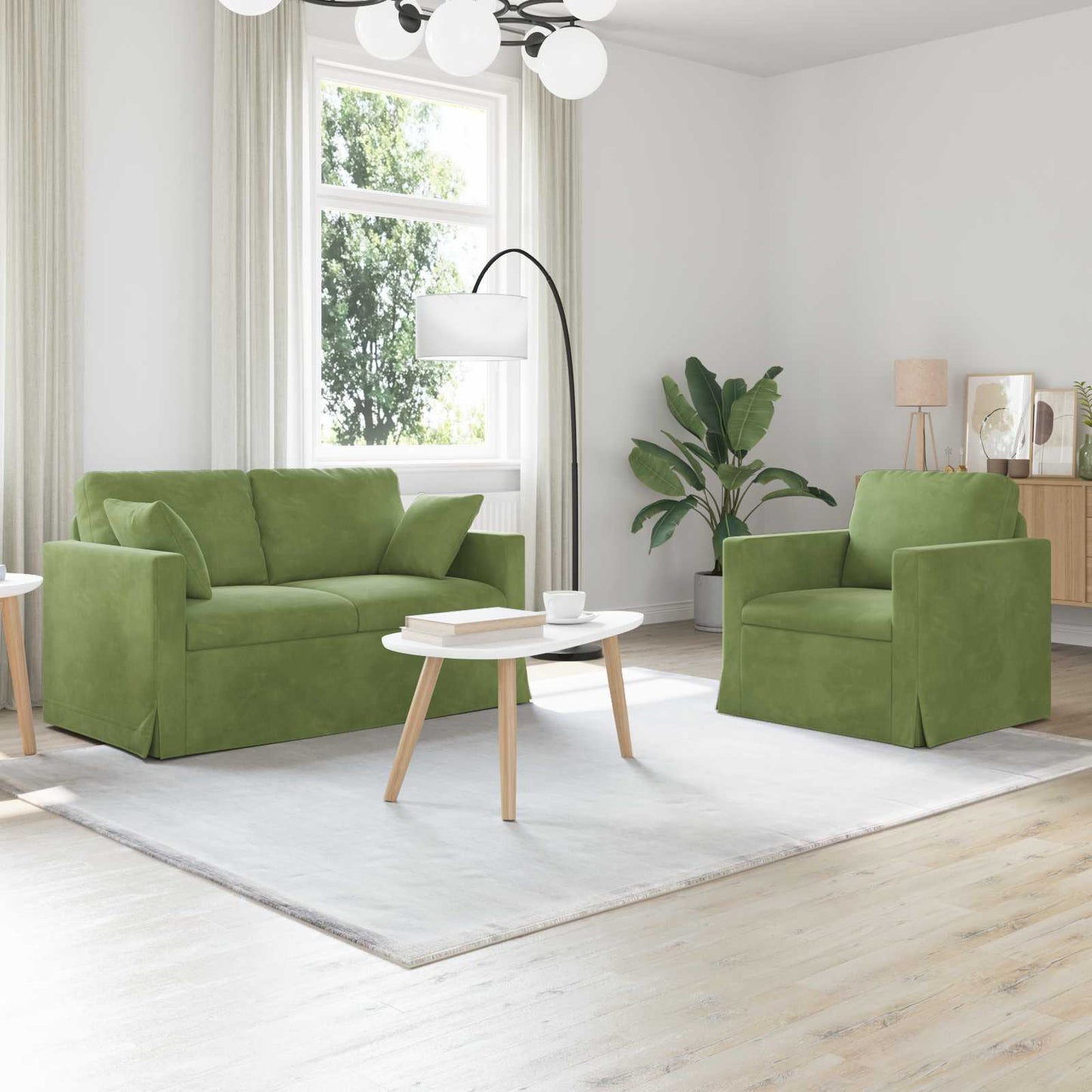 Set di divani 2 pcs Verde chiaro 138 x 78 x 80 cm Velluto | homemem39