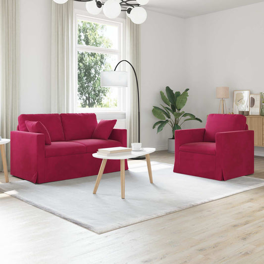 Set di divani 2 pcs Rosso Vino 138 x 78 x 80 cm Velluto | homemem39