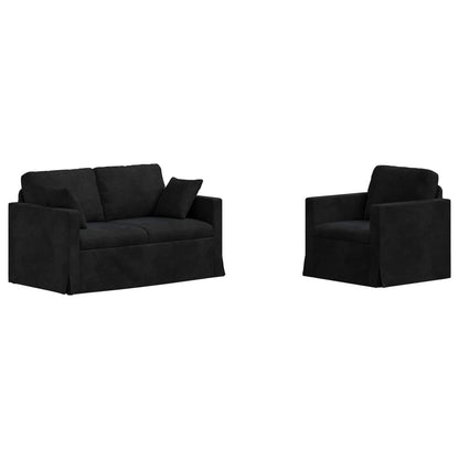 Set di divani 2 pcs Nero 138 x 78 x 80 cm Velluto | homemem39
