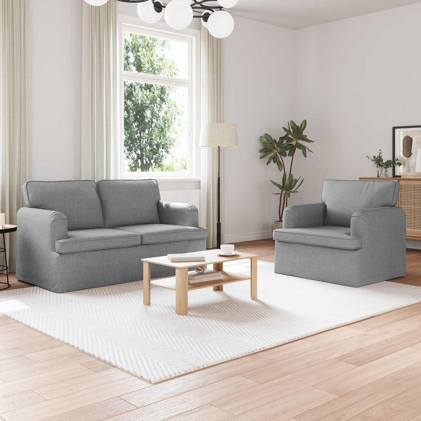 Set di divani 2 pcs Grigio chiaro 144 x 80 x 85 cm Tessuto