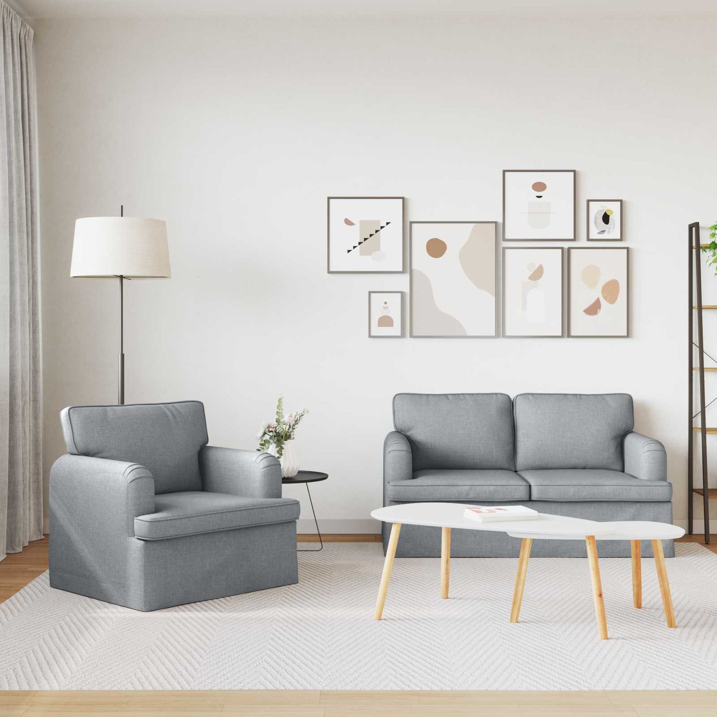 Set di divani 2 pcs Grigio chiaro 144 x 80 x 85 cm Tessuto