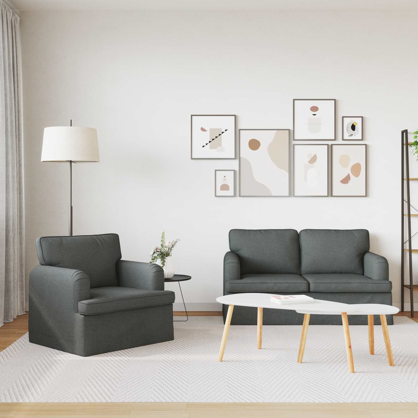 Set di divani 2 pcs Grigio scuro 144 x 80 x 85 cm Tessuto | homemem39