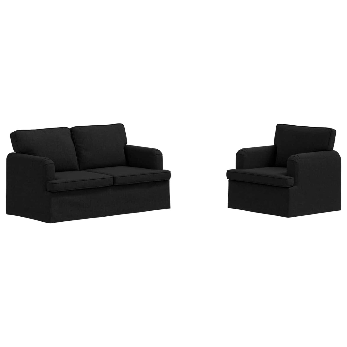 Set di divani 2 pcs Nero 144 x 80 x 85 cm Tessuto | homemem39