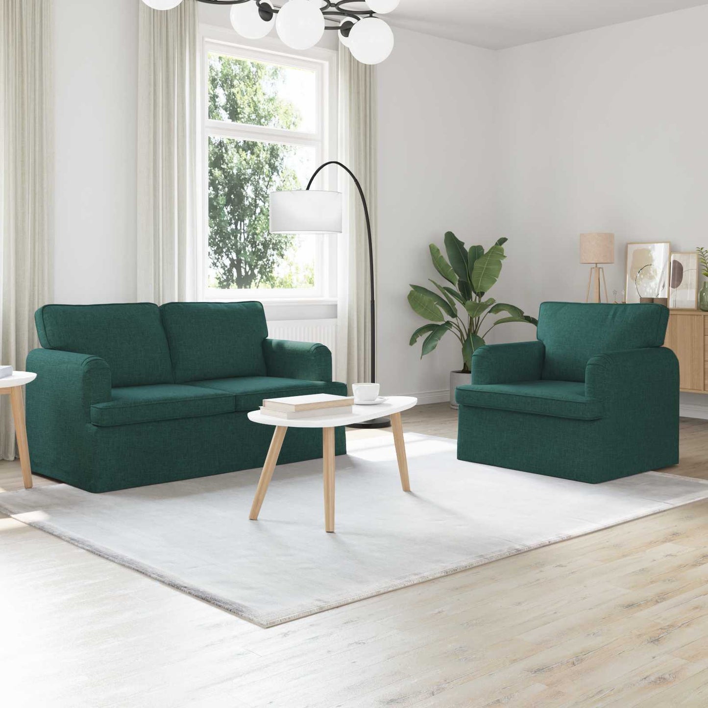 Set di divani 2 pcs Verde Scuro 144 x 80 x 85 cm Tessuto | homemem39