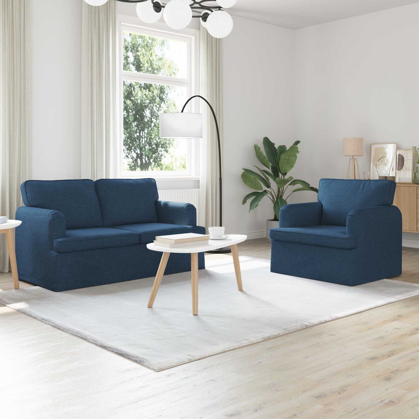 Set di divani 2 pcs Blu 144 x 80 x 85 cm Tessuto