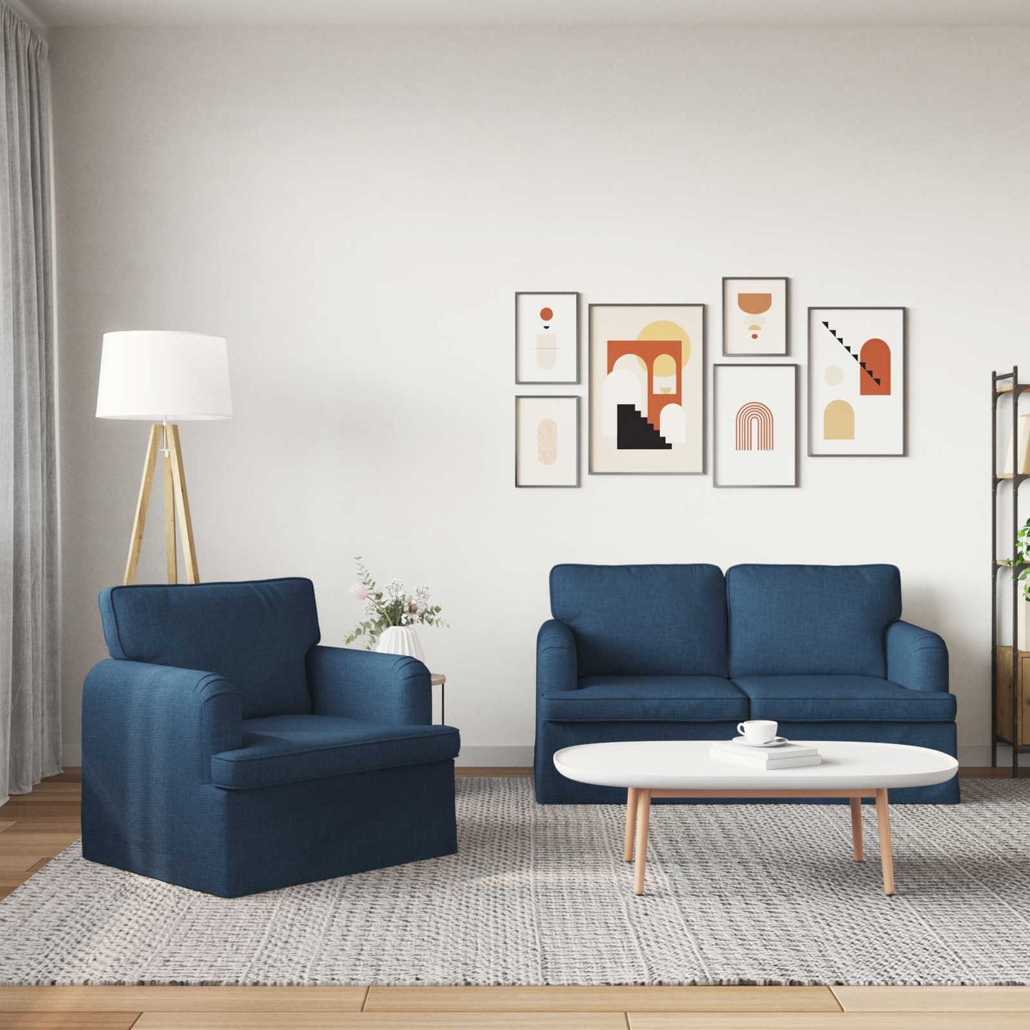 Set di divani 2 pcs Blu 144 x 80 x 85 cm Tessuto