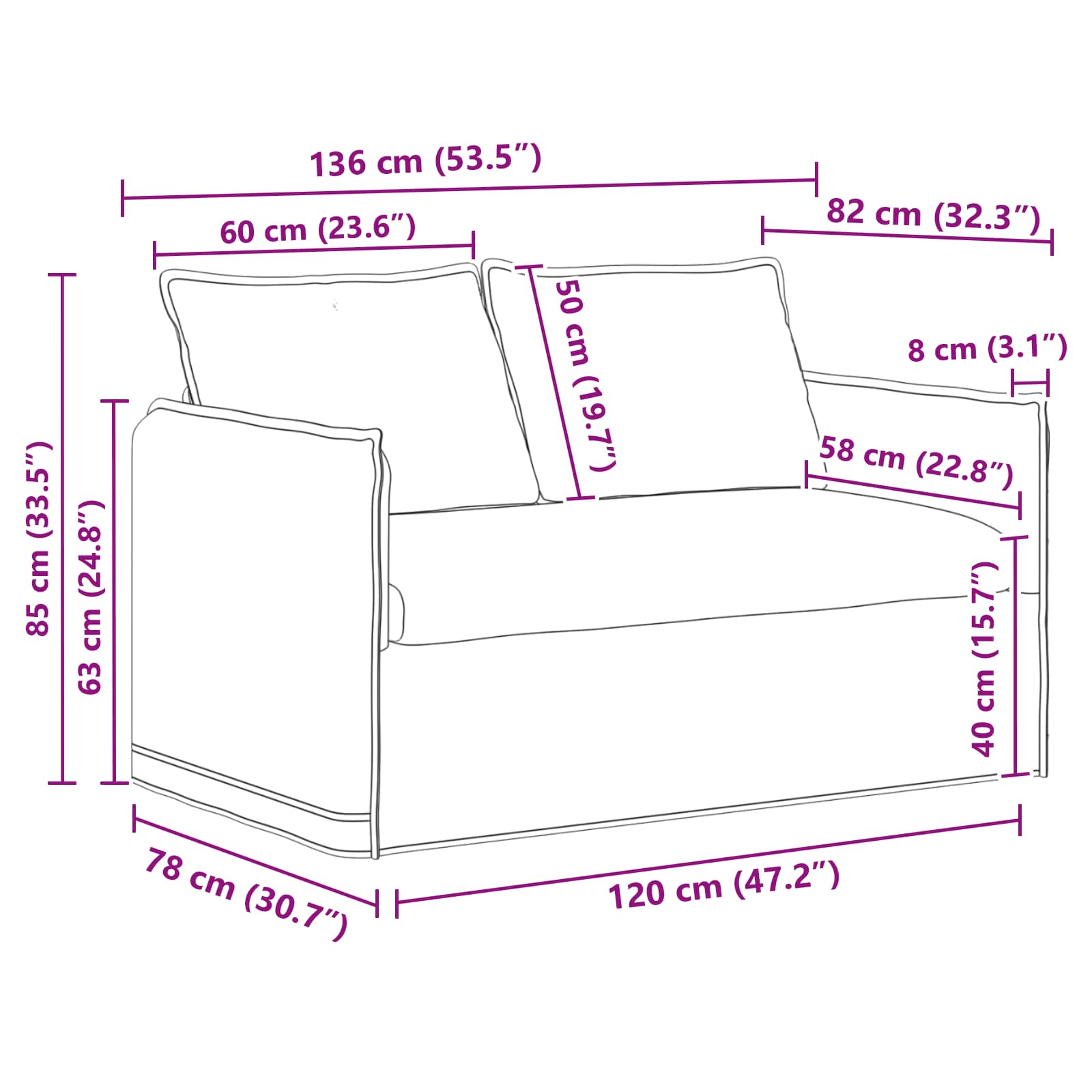 Set di divani 2 pcs Tortora 136 x 82 x 85 cm Tessuto | homemem39