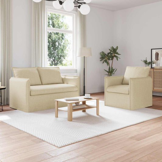 Set di divani 2 pcs Crema 136 x 82 x 85 cm Tessuto | homemem39