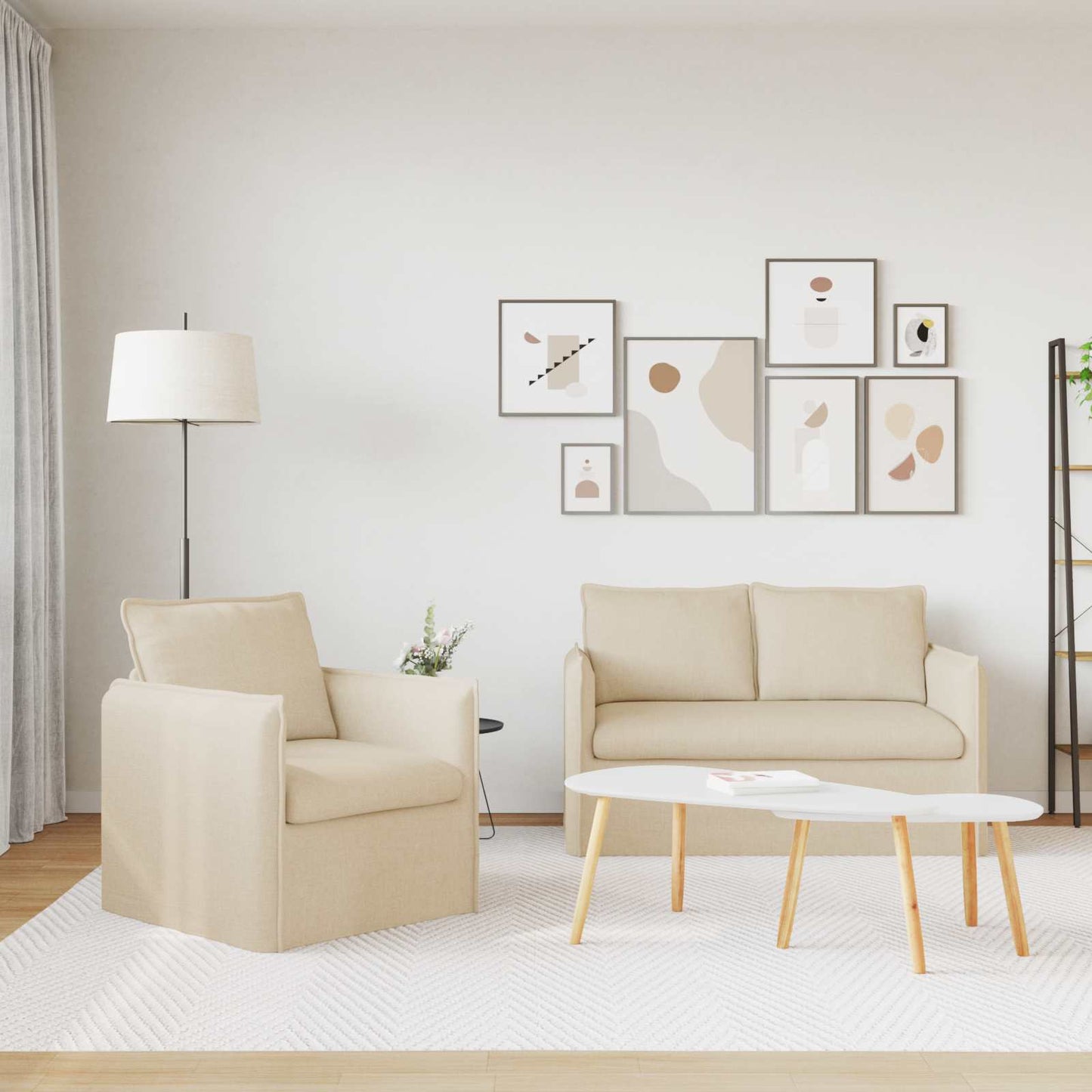 Set di divani 2 pcs Crema 136 x 82 x 85 cm Tessuto | homemem39