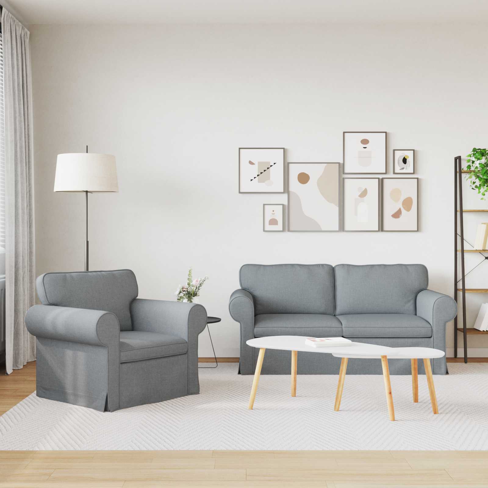 Set di divani 2 pcs Grigio chiaro 175 x 82 x 80 cm Tessuto | homemem39