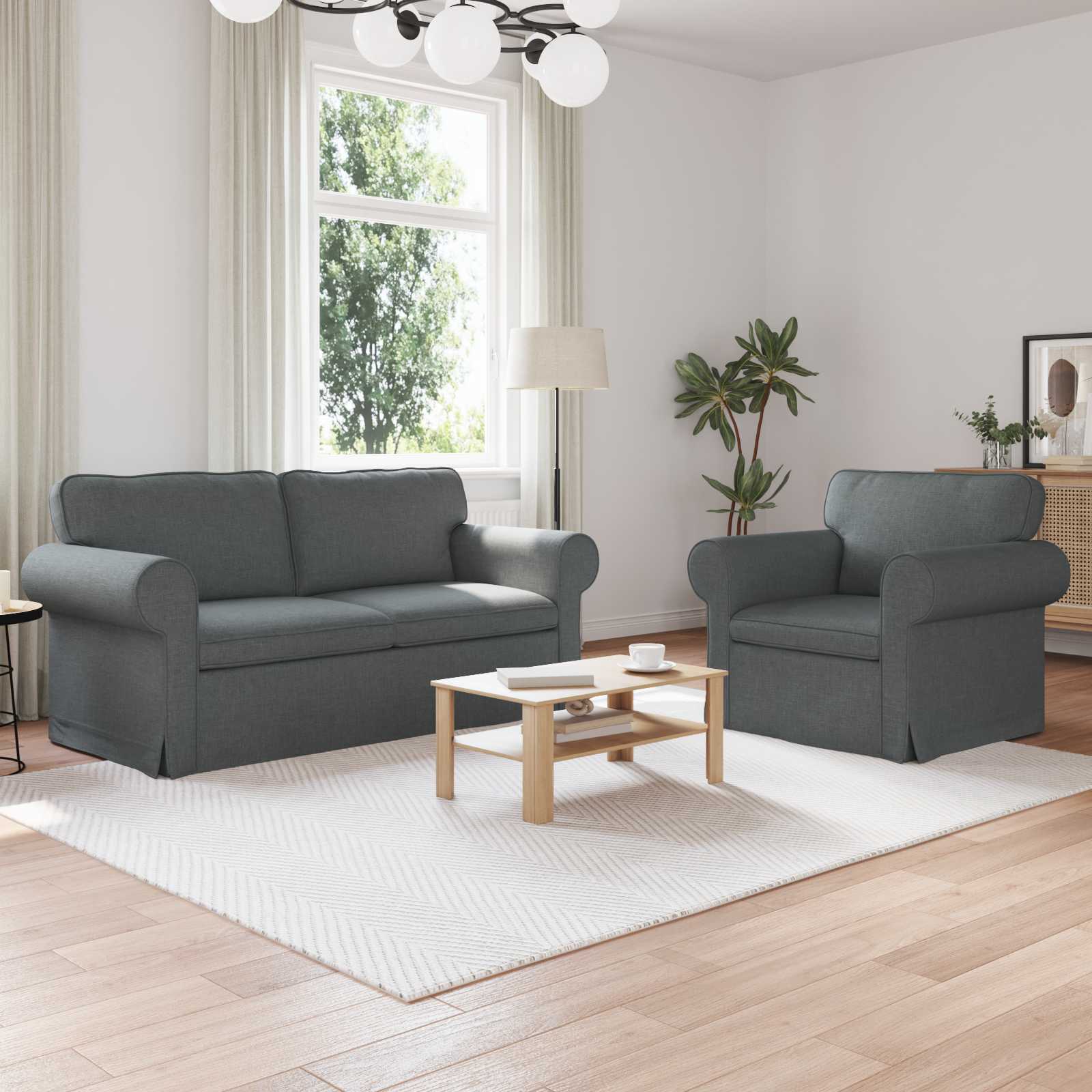 Set di divani 2 pcs Grigio scuro 175 x 82 x 80 cm Tessuto | homemem39