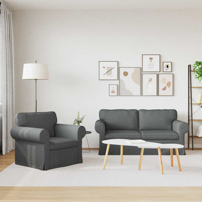 Set di divani 2 pcs Grigio scuro 175 x 82 x 80 cm Tessuto | homemem39