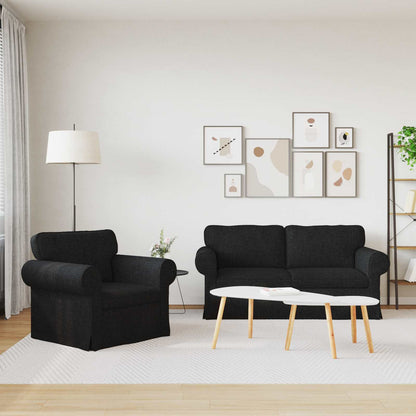 Set di divani 2 pcs Nero 175 x 82 x 80 cm Tessuto