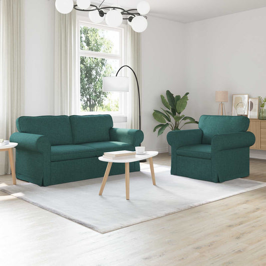 Set di divani 2 pcs Verde Scuro 175 x 82 x 80 cm Tessuto | homemem39