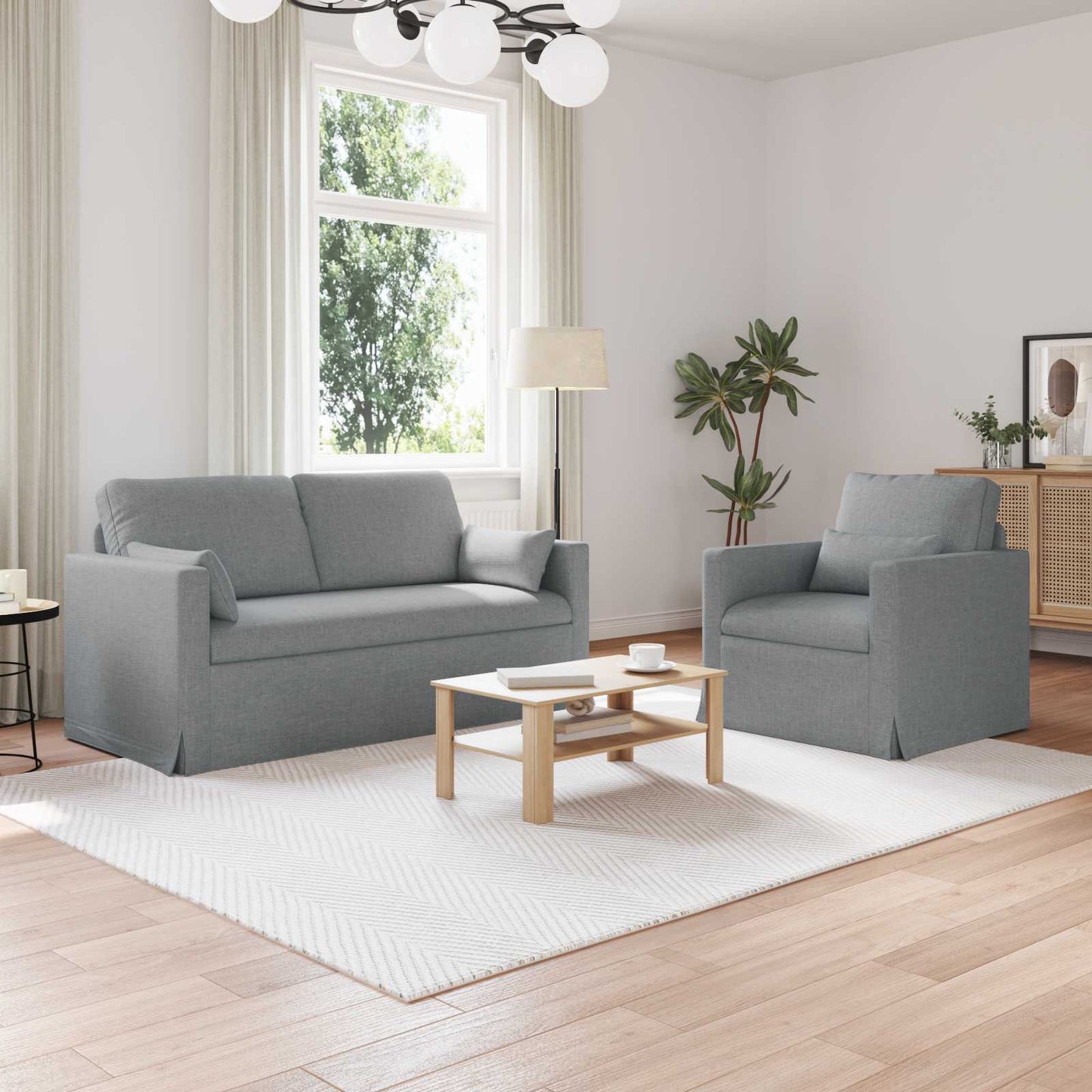 Set di divani 2 pcs Grigio chiaro 158 x 78 x 80 cm Tessuto | homemem39