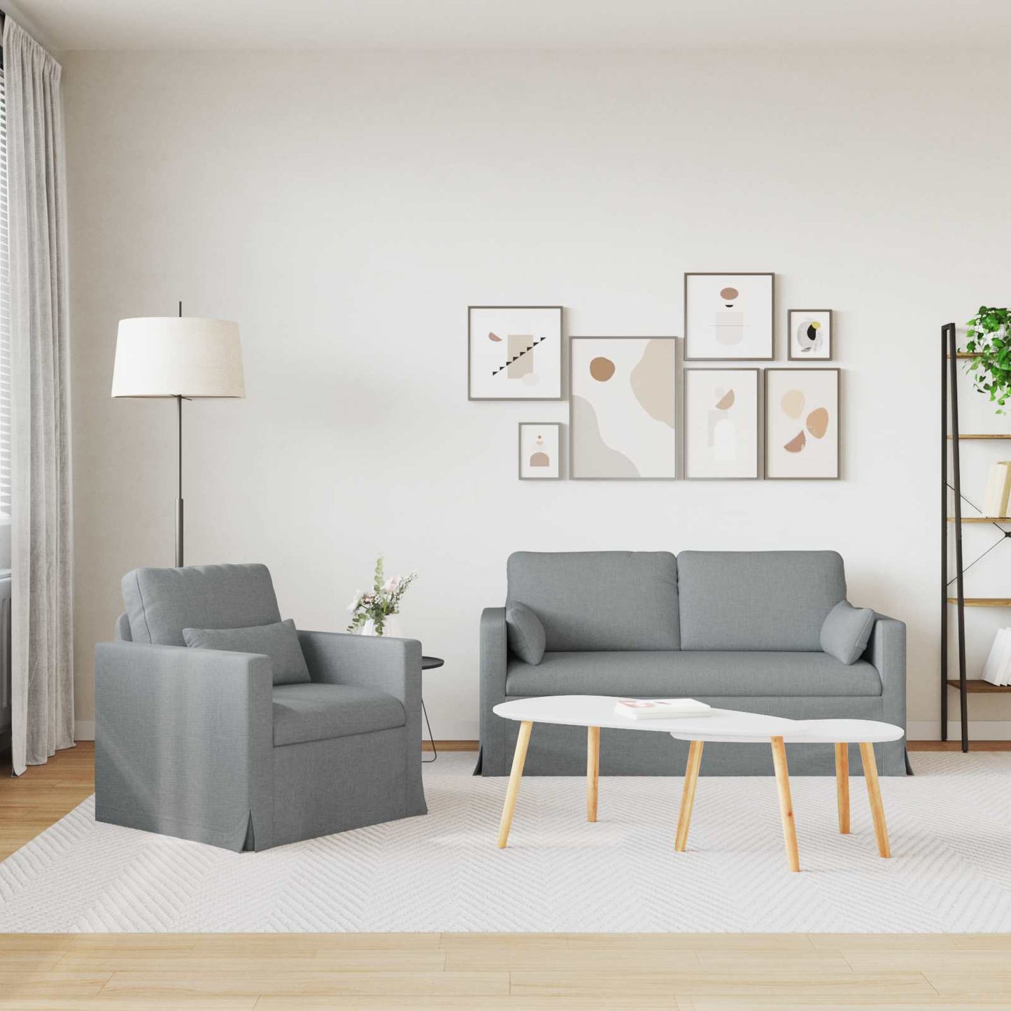 Set di divani 2 pcs Grigio chiaro 158 x 78 x 80 cm Tessuto | homemem39