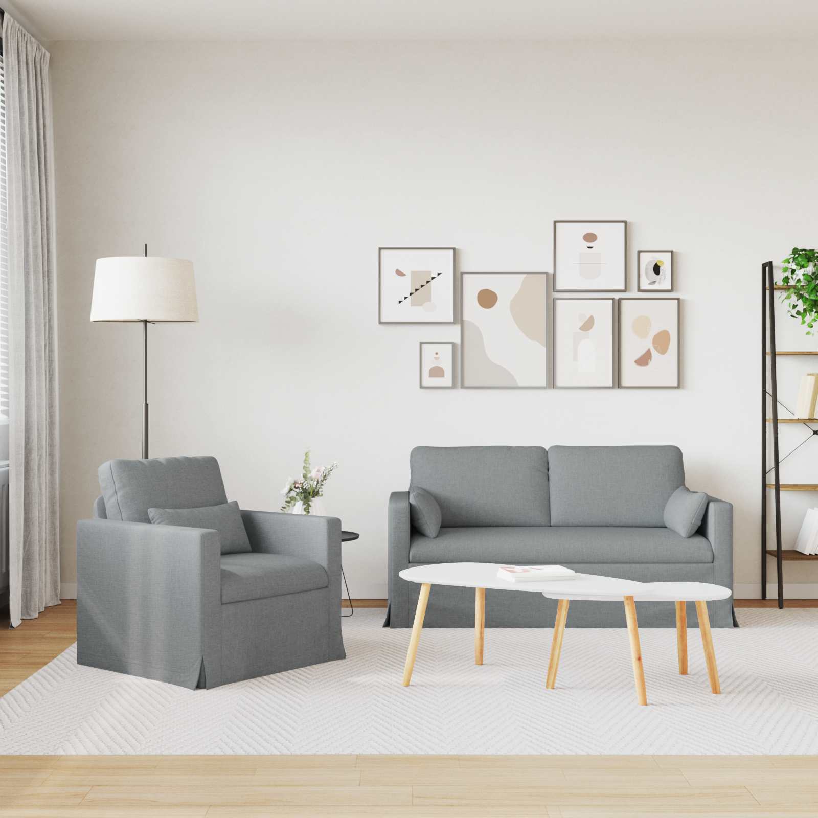 Set di divani 2 pcs Grigio chiaro 158 x 78 x 80 cm Tessuto | homemem39