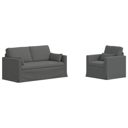 Set di divani 2 pcs Grigio scuro 158 x 78 x 80 cm Tessuto