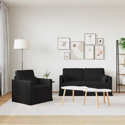 Set di divani 2 pcs Nero 158 x 78 x 80 cm Tessuto