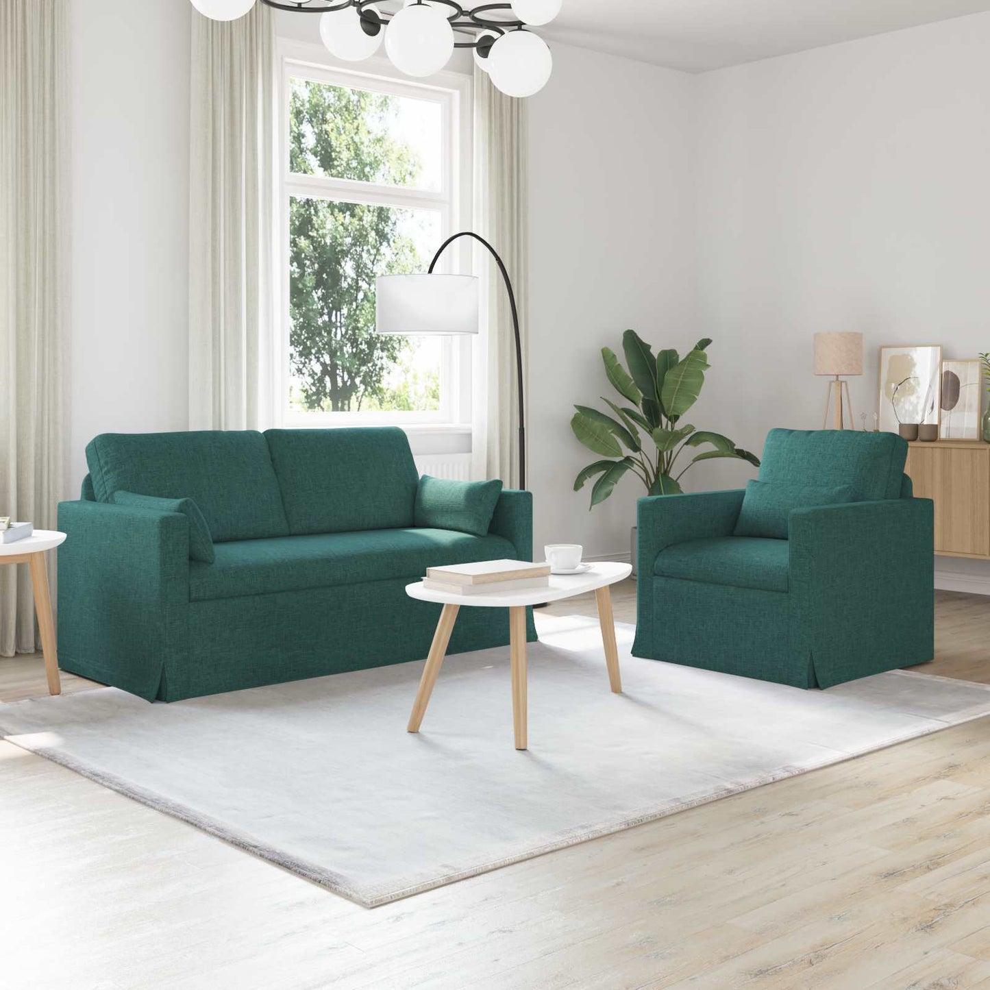 Set di divani 2 pcs Verde Scuro 158 x 78 x 80 cm Tessuto | homemem39