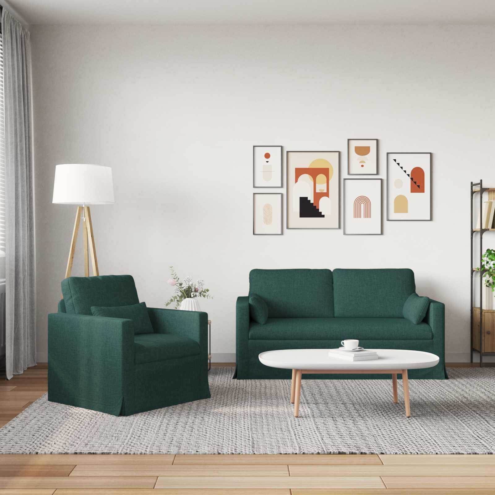 Set di divani 2 pcs Verde Scuro 158 x 78 x 80 cm Tessuto | homemem39