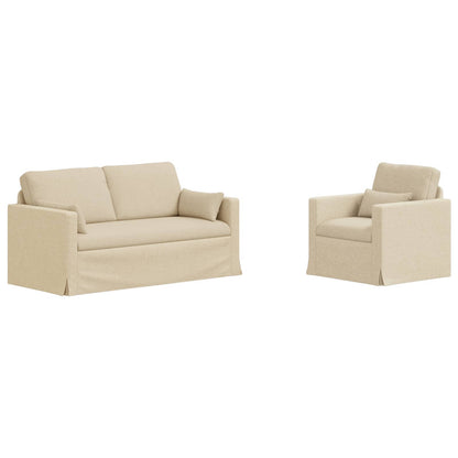 Set di divani 2 pz Crema Tessuto