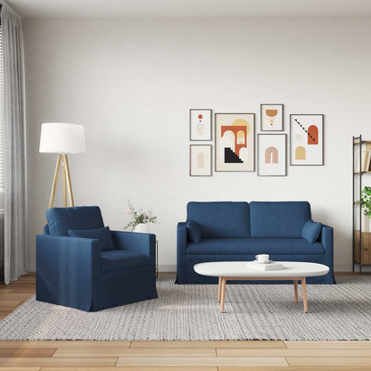 Set di divani 2 pz Blu Tessuto