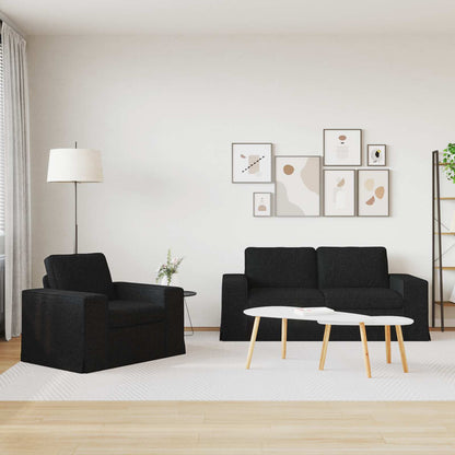 Set di divani 2 pcs Nero 182 x 80 x 82 cm Tessuto